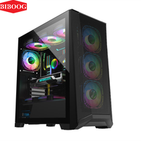 Table de bureau PC avec panneau latéral en verre BMAS, boîtier PC RGB ATX, boîtier de jeu pour ordinateur