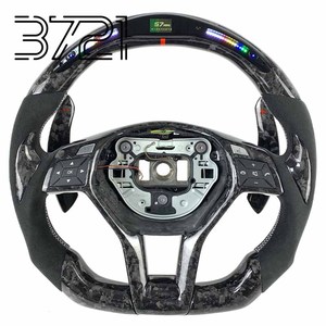 Volant en cuir LED avec fibres de carbone forgées et palettes de changement de vitesse pour Mercedes Benz W204 CLS63 E550 AMG R231 SL SLK350 - Product Image 1