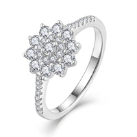 QX OEM Dcolor Vvs1 Anillo de Plata 925 Chapado en Oro de 2ct con Diseño de Copo de Nieve, Pendientes y Anillo de Moissanita con Gema, Conjunto de Joyería para Mujer
