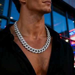 <span class=keywords><strong>Collana</strong></span> e bracciale da uomo in rame placcato oro <span class=keywords><strong>vero</strong></span>, catena cubana <span class=keywords><strong>con</strong></span> diamanti da 13 mm. - Product Image 4