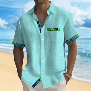Chemise Hawaïenne Homme Manches Courtes Été Plage Décontractée Coton Popeline Col Rabattu Imprimée Respirante Vacances - Product Image 1