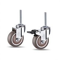 Roulettes pivotantes pour meubles M12, grises, avec vis de guidage allongée de 2 pouces, roues de 25 pouces, double frein, 3 pouces, 4 pouces, silencieuses