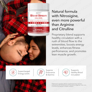 60 Capsules <span class=keywords><strong>Nitro</strong></span> Blood Stream, Complément Herbal pour Adultes, Stimule l'Énergie, Améliore la Circulation, Réduit la Fatigue, Maximise - Product Image 4