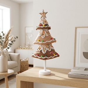 Gingerbread Cookie Tier Cone <b>Christmas</b> Tree Icing Sprinkle Wood <b>Star</b> Bakery Kitchen Coffee Cart Decoration - Product Image 1