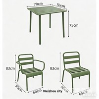 Ensemble de meubles d'extérieur en fer minimaliste moderne avec chaise de détente et table à café/thé pour patios, villas et maisons d'hôtes