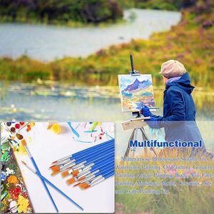 Xin Bowen Art fornisce pennello in plastica blu manico piatto rotondo <span class=keywords><strong>per</strong></span> capelli Art pennello <span class=keywords><strong>per</strong></span> artista disegno materiali strumento di <span class=keywords><strong>pittura</strong></span> - Product Image 4