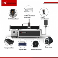 Découpeuse laser à fibre certifiée CE HN-4015LR 3000W pour tôles et tubes en acier avec dispositif rotatif