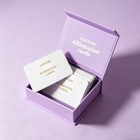 Cartes d'affirmations positives premium 300 g/m² avec motif artistique en feuille d'or et citations inspirantes, étui magnétique pour le bien-être personnel