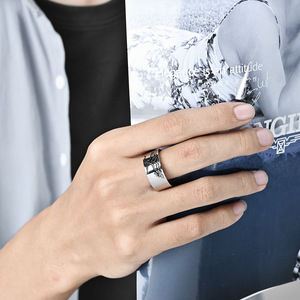 Nordic cross-border best-selling minimalist retro Tree of Life <b>titanium</b> steel <b>ring</b> for men, a unique and trendy accessory. - Product Image 3