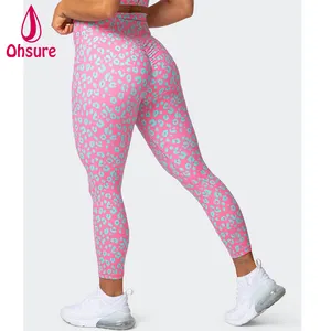 Pantaloni da Yoga per donna abbigliamento sportivo Leggings con stampa leopardata pantaloni Scrunch Butt Legging Yoga a vita alta