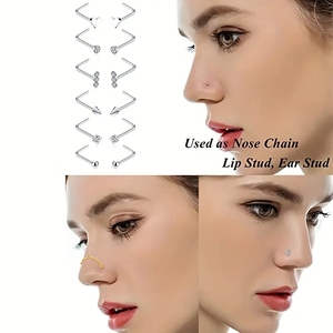Venta al por mayor de anillos de Nariz de estilo simple de acero inoxidable, conjunto de tachuelas hipoalergénicas de circón para niños, joyería de boda, Piercing para la nariz - Product Image 4