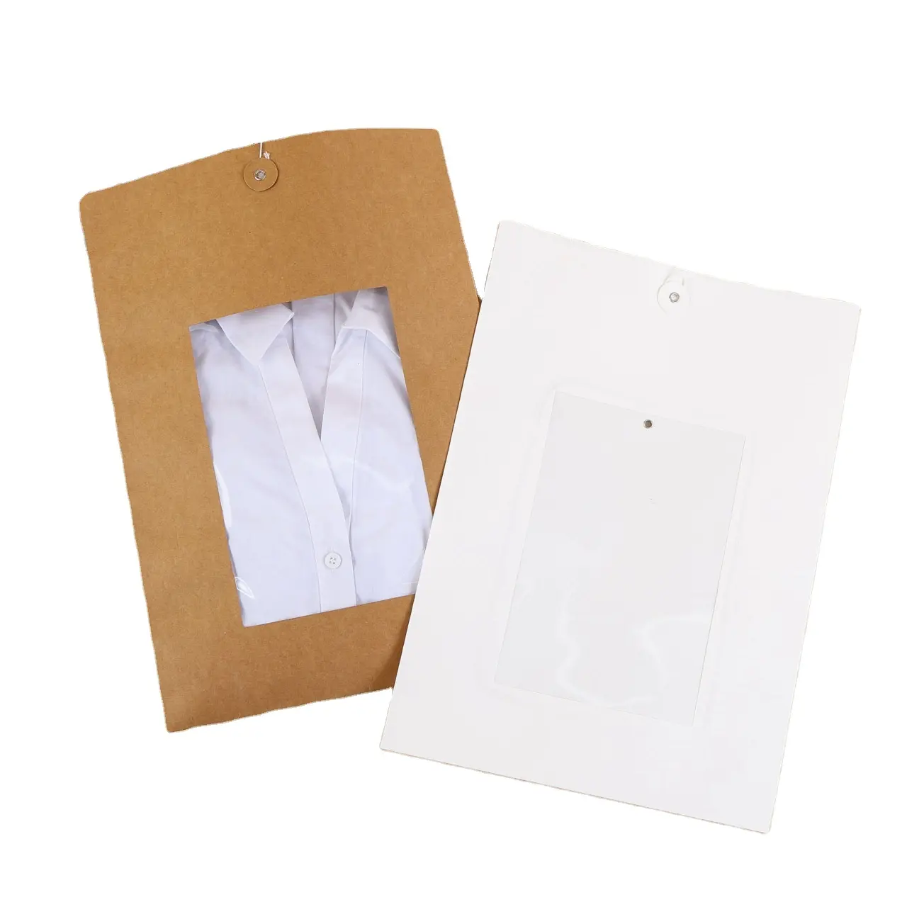 Enveloppe en papier Kraft imprimé personnalisé, enveloppe à fermeture à cravate pour emballage t-shirt vêtements avec fenêtre enveloppes recyclées