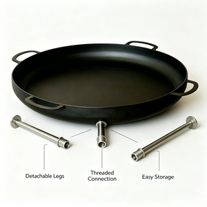 Plancha Portátil <span class=keywords><strong>para</strong></span> Exteriores con Patas Metálicas Desmontables, Sartén de Hierro Fundido <span class=keywords><strong>para</strong></span> Fogatas, Barbacoa, Paella y Frituras - Product Image 3