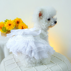 Mascota perro princesa vestido de novia tutú roseta y arco vestidos gato cachorro falda Primavera/Verano ropa - Product Image 5