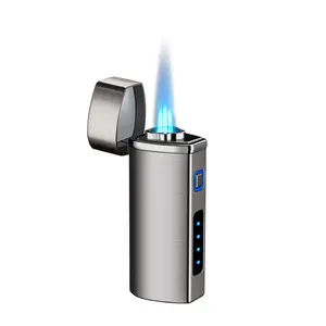 USB 2.0 Metal Triple Jet Lighter Gas Aanstekers Flame Butane Cigar Torch Lighter with Cigar Punch Cutter Lighters Custom Logo