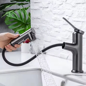 <span class=keywords><strong>Robinet</strong></span> de lavabo de salle de bain moderne en laiton massif, mitigeur pivotant à 360° avec douchette extractible pour projets hôteliers - Product Image 5