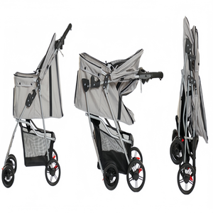 <span class=keywords><strong>Poussette</strong></span> pour animaux de compagnie en maille respirante, pliable, avec panier de rangement, porte-gobelet, poignée réglable pour les promenades en plein <span class=keywords><strong>air</strong></span> - Product Image 6