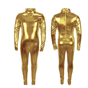 Traje Zentai Brillante Plateado Mango, Traje de Cuerpo Entero, Disfraz de Halloween de Cuero Sintético - Product Image 2
