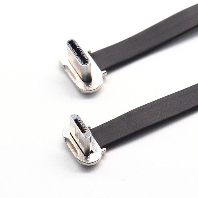 Custom 90 Degree up Down Angle Micro to FFC FPC USB Type C Ribbon Cable for Sync and Charging