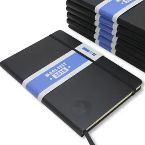 custom logo 5.5 x8.5 a5 artificial pu leather notebook with elastic