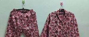 Pijamas de algodón con estampado naranja para mujer, ropa de dormir informal de manga larga con cuello vuelto, ropa de dormir informal para primavera - Product Image 2