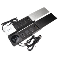 240V 12A UK Standard sans fil charge bureau couvercle coulissant prise argent alliage d'aluminium boîte 7 prises 2 prises ca utilisation de bureau