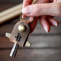 Étui porte-clés en cuir PU pour clé de batterie, support de clé de réglage de batterie en acier inoxydable avec anneau, accessoires de réglage de batterie en forme de T