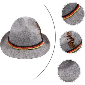 Đức oktoberfest Panama Mũ <span class=keywords><strong>bavarian</strong></span> oktoberfest trang phục Mũ cảm thấy Fedora Retro Jazz mũ với lông - Product Image 2