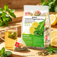 Thé en sachet Borun Citron Menthe Fleur – Soulage la fatigue, aux herbes naturelles, rafraîchissant et apaisant pour la digestion, infusion chaude/froide
