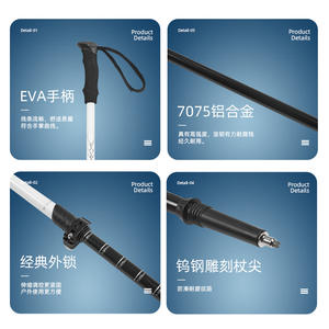 Bastones de trekking telescópicos de aleación de aluminio, 233g, tres secciones, plegables, para senderismo al aire libre. - Product Image 4