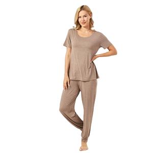Conjunto de Dos Piezas para Mujer, Pijama de Bambú, Manga Corta, Ropa de Dormir Suave para Mujer, Ropa de Estar por Casa de Modal, Conjuntos de Pijama para Mujer - Product Image 1