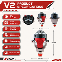 Projecteur de phare laser Bi-LED 3 pouces à dissipation thermique rapide 6000K 12V 24V, faisceau haut et bas, lentille de rétrofit pour éclairage automobile