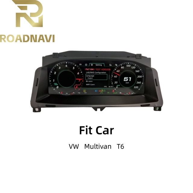 RoadNavi Car Auto Speedometer for VW Multivan T6 LCD Digital Cluster Car Upgrade Dashboard Instrument