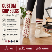 Chaussettes de sport en coton 100 % avec logo, pour femmes, style slouch, antidérapantes, pour le fitness, le yoga, le pilates, chaussettes personnalisées