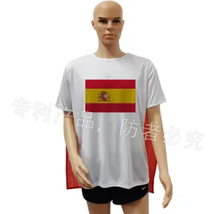 卸売カスタムユーロすべての国2024サッカースポーツサッカースペインファンバージョンジャージTシャツボディケープフラッグ付き