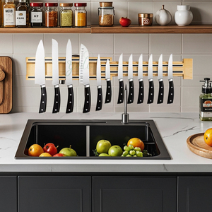 Nuevo Diseño 2026: Soporte Magnético <span class=keywords><strong>de</strong></span> Pared para <span class=keywords><strong>Cuchillos</strong></span> <span class=keywords><strong>de</strong></span> Bambú <span class=keywords><strong>de</strong></span> 3 Niveles Expandible <span class=keywords><strong>con</strong></span> Sistema Magnético Potente - Product Image 1