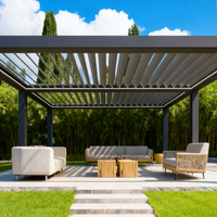 Pergola rétractable et gazebo de jardin 8x8 en aluminium avec éclairage LED pour terrasse, jardin, patio, cour arrière, structure extérieure DIY