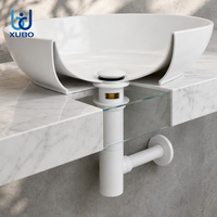 Vanne de vidange escamotable blanche pour lavabo, G 1 1/4, corps fileté rond avec siphon anti-odeur en laiton à clic-clac