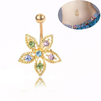 Piercing de nombril en acier inoxydable avec pendentif cœur, papillon, petit diable, fleur et zircon, bijou de piercing tendance