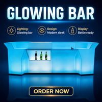 Meja Bar LED Modular dengan Bagian Depan Bergelombang, Ember Es Terintegrasi, Kontrol Jarak Jauh, Pengubah Warna, Dapat Diisi Ulang untuk Acara Hotel dan Klub