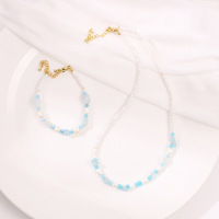 Collier et bracelet élégants en perles d'eau douce aquamarine de style ethnique bohème, pour le quotidien, les rendez-vous, les vacances, ou comme cadeau.
