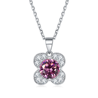 Bijoux en argent sterling 925 : Collier à motif floral avec pierres précieuses colorées pour femmes, design simple avec pierre de naissance de décembre