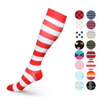 Jindi coloré mode respirant 20-30 Mmhg course marathon hommes femmes chaussettes de sport de compression