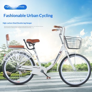 Vélo de ville vintage pour <span class=keywords><strong>femme</strong></span>, cadre rigide en acier au carbone, 24-26 pouces, <span class=keywords><strong>avec</strong></span> fourche à suspension, idéal pour les trajets quotidiens et les loisirs - Product Image 1