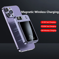 Batterie externe magnétique mini portable 10000mAh 5000mAh 22.5W Chargeur rapide pour iPhone Samsung