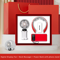 ZMHQ Ensemble Cadeau de Noël 2027 : Éventail Pliable + Masseur de Cou + Batterie Externe - Souvenir de Mariage pour les Invités