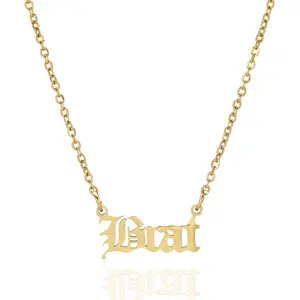 stainless steel gold old english necklace PRINCESS BRAT alphabet name letters pendant initial necklace letter