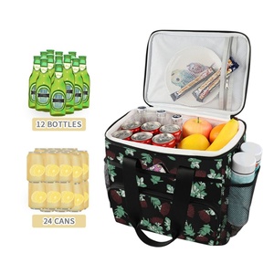 Portable Foldable Ohia Lehua Flower Waterproof Picnic Tote Cooler Bag Hawaiian Insulated Zipper Lunch Bag with Mesh Pockets - Product Image 3