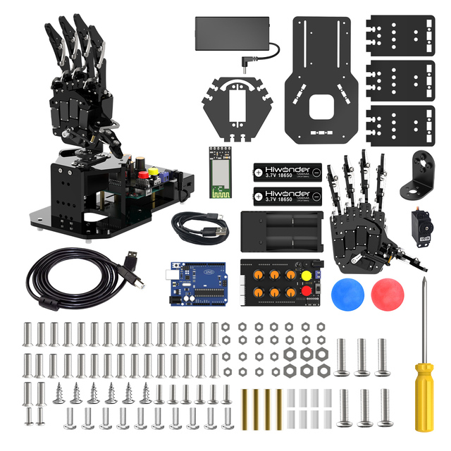 Hiwonder uHand UNO 6DOF Robotic Hand with High Performance Servo Support App Control Programmable STEM for UNO R3 Starter Kit