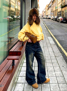 Jeans micro-évasés délavés style rétro pour le printemps et l'été 2026, nouveaux pantalons larges et droits style rétro urbain - Product Image 5